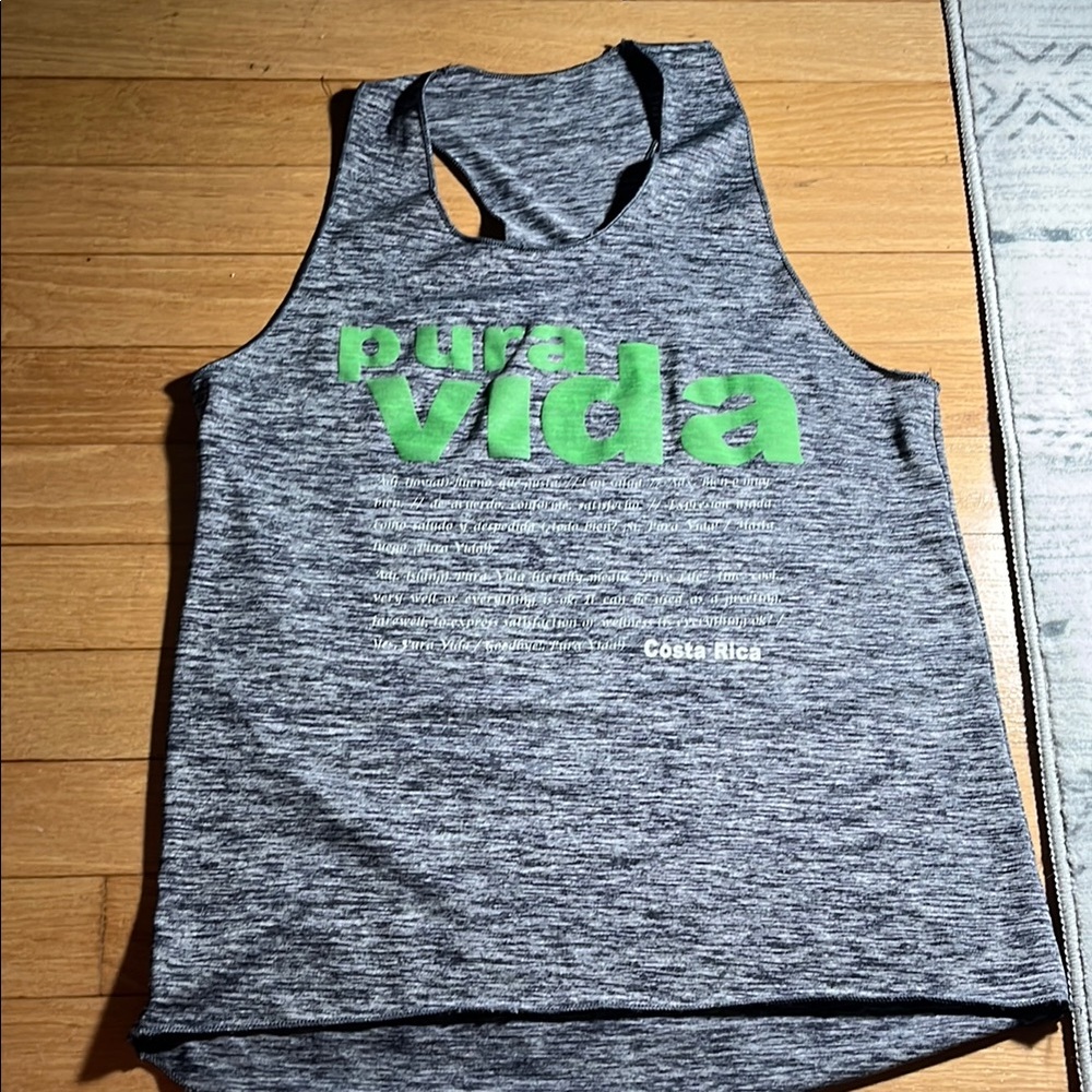 Pura Vida Heather Gray and Lime Green Women's Tank
